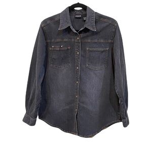 Chicos Denim Button Down Shirt Cardigan Jacket  1.0